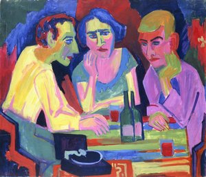 Trois personnes à une table, 1924 - Hermann Scherer