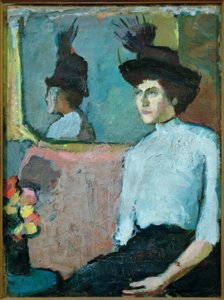 Dame au chapeau devant un miroir - Hermann Stenner