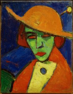 Femme verte avec chapeau jaune II - Hermann Stenner