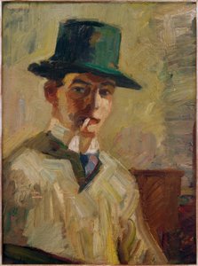 Autoportrait avec chapeau haut et cigarette