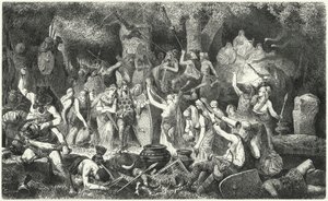 Guerriers germaniques célébrant une victoire sur les Romains (gravure) - Hermann Vogel