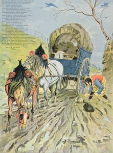Le Chariot embourbé, des Fables de Jean de La Fontaine, 1888 - Hermann Vogel