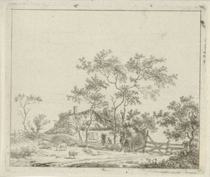 Ferme avec quatre moutons - Hermanus Fock