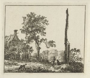 Paysage avec le haut poteau (Zes landschappen) - Hermanus Fock