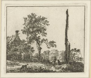 Paysage avec le grand poteau - Hermanus Fock