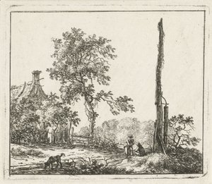 Paysage avec un grand poteau - Hermanus Fock