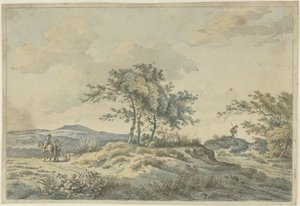 Paysage avec cavalier et piéton