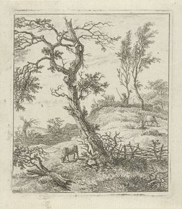 Paysage avec berger sur une colline