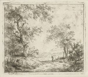 Paysage avec dessinateur et promeneur