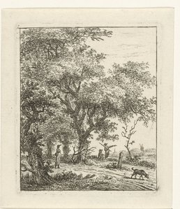 Paysage avec femme et chien