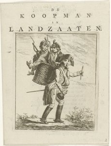 Feuille de chanson et caricature avec des soldats, Caricature de Willem V, Le marchand de Landzaaten