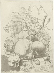 Fruits et une branche avec un papillon