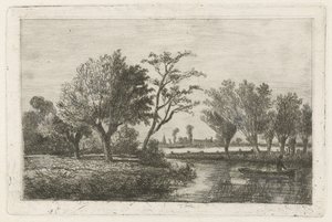 Rivière avec un pêcheur dans un bateau