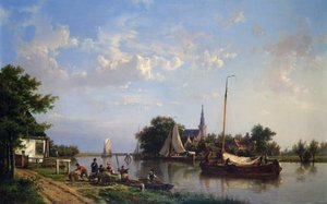 Barges sur un Canal en Été