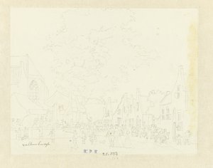 Marché dans le village de Valkenburg - Hermanus Petrus Schouten