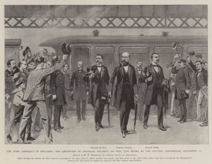 Les généraux boers en Hollande, la réception des généraux Delarey, De Wet et Botha à la gare, Amsterdam, 11 septembre - Hermanus Willem Koekkoek