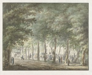 Vue dans le Haarlemmerhout, avec une foule de gens devant le Heerenlogement - Hermanus van Brussel