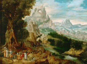Paysage avec Saint Jean-Baptiste prêchant - Herri met de (c.1510 p.1550) Bles
