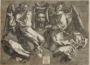 Sudarium présenté par deux anges