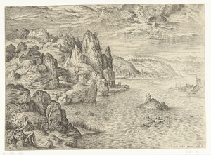 Paysage côtier avec Héro et Léandre - Hieronymus Cock