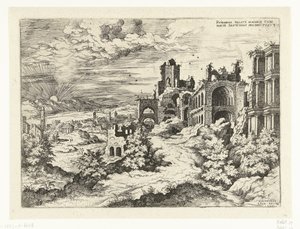 Vue sur le Palatin avec lever de soleil - Hieronymus Cock