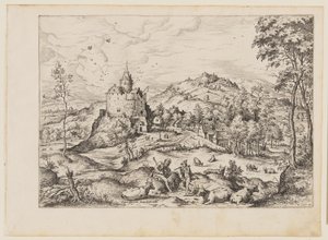Mercure endormant Argus, extrait de Paysages avec scènes bibliques et mythologiques - Hieronymus Cock