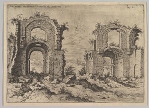 Deuxième vue des thermes de Dioclétien, de la série des ruines romaines - Hieronymus Cock
