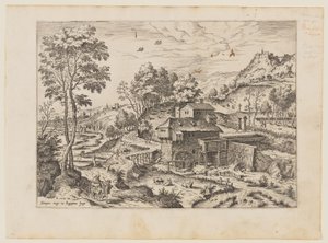 La fuite en Égypte, extrait de Paysages avec scènes bibliques et mythologiques - Hieronymus Cock