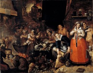 La cuisine des sorcières Peinture par Hieronymus Francken - Hieronymus Francken