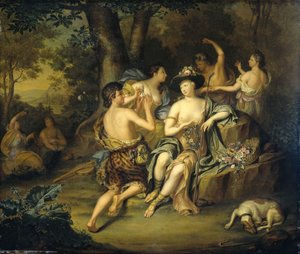 Bergers et bergères dans un paysage