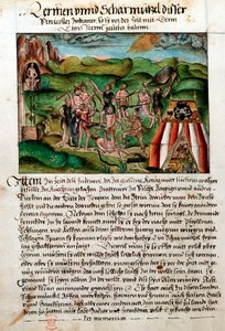 Vénézuéliens attaquant les conquistadors espagnols, 16e siècle - Hieronyouse Koler