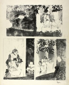 Mlle Bécat au Café des Ambassadeurs : Trois motifs - Hilaire Germain Edgar Degas