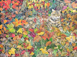 Chat tigré en automne, 1996 - Hilary Jones