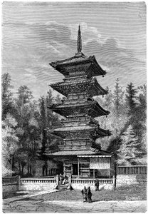 Temple bouddhiste, Nikko, Japon, 1895 - Hildibrand
