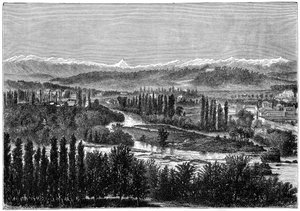 Les Pyrénées vues de la terrasse du château de Pau, France, 1879 - Hildibrand