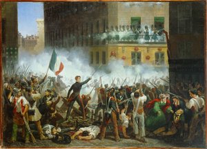 Bataille dans la rue de Rohan ... (huile sur toile)