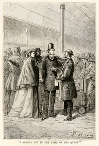 Je vous arrête au nom de la Reine, de Le Tour du Monde en Quatre-vingts Jours par Jules Verne (1828-1905), 1873 - Hippolyte Leon after Benett