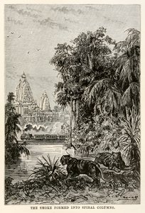 La fumée formait des colonnes en spirale, d