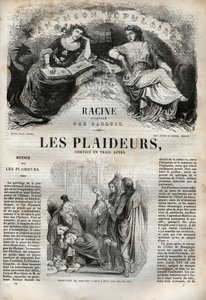 Les Plaideurs (1668) comédie en trois actes - gravure dans "Œuvres de Jean Racine" illustrée par Pauquet et notice par Émile de La Bédollière - 1851