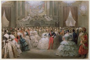 Reine Victoria (1819-1901) et Prince Albert (1819-61) à un dîner de gala donné par Napoléon III et Eugénie, 1853