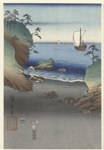 Le prince élégant Genji à Suma (Furyu Genji Suma) - Hiroshige (I) , Utagawa