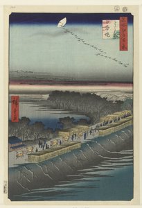 Vue de la digue Nihon à Yoshiwara - Hiroshige (I) , Utagawa