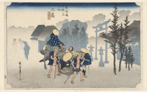 Mishima dans la brume du matin - Hiroshige (I) , Utagawa