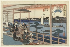 Restaurant Kawachiya à Yanagibashi, Ryogoku - Hiroshige (I) , Utagawa