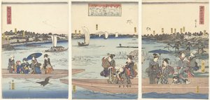 Ferries sur la rivière Sumida (Visages célèbres de la capitale orientale) - Hiroshige (I) , Utagawa