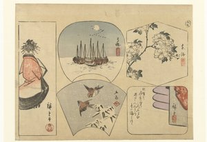 Cinq découpages - Hiroshige (I) , Utagawa
