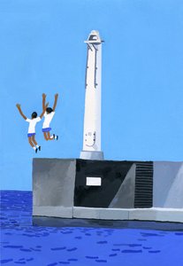 Une fille sautant sur le quai - Hiroyuki Izutsu