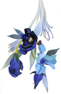 Fleur dessinée en ton bleu