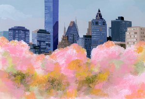 New York et cerisiers en fleurs, 2016 - Hiroyuki Izutsu