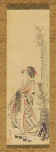 Fille jouant au volant et au volant, 1615-1868 - Hishikawa Sori